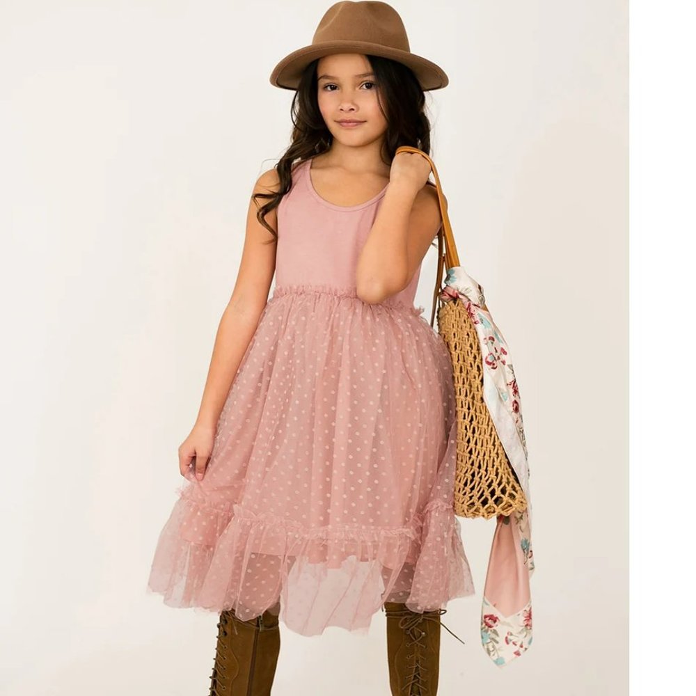 NWT Joyfolie Leila Dress Girls Tween sz 12 in Mauve.